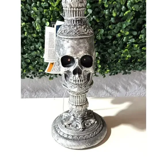 Martha Stewart Halloween Skull Candle Holder LED Decor Gothic Spooky Light Up - Picture 2 of 6